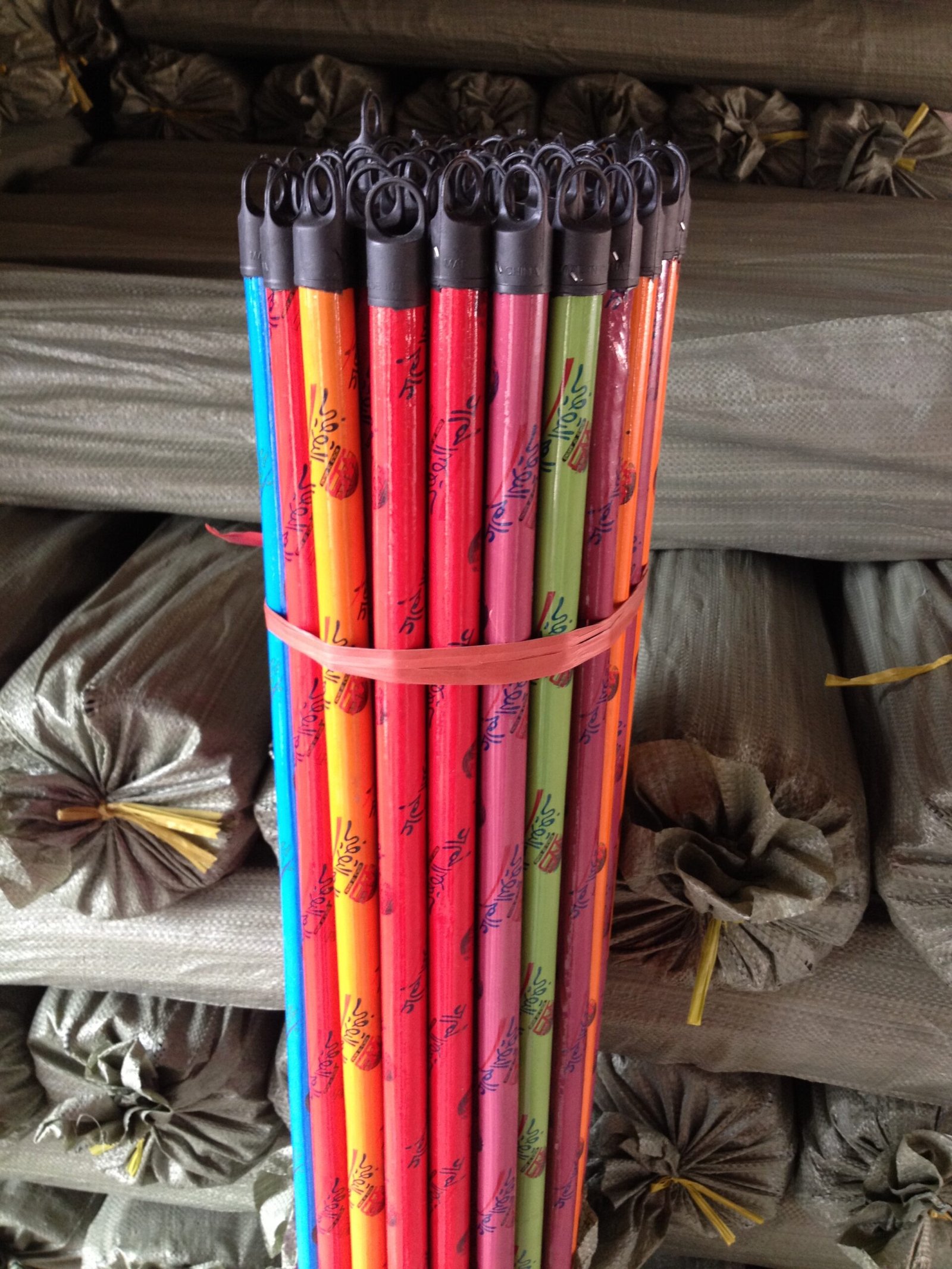 PVC coated wooden handle with custom printed logo