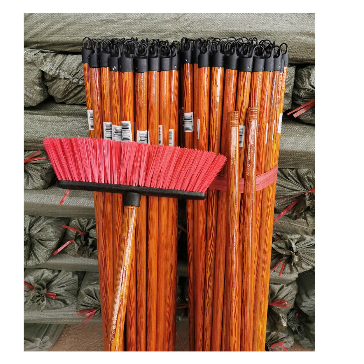 Cleaning Supply Long Wooden Stick PVC Coated Wooden Handle Mop Broom Sticks