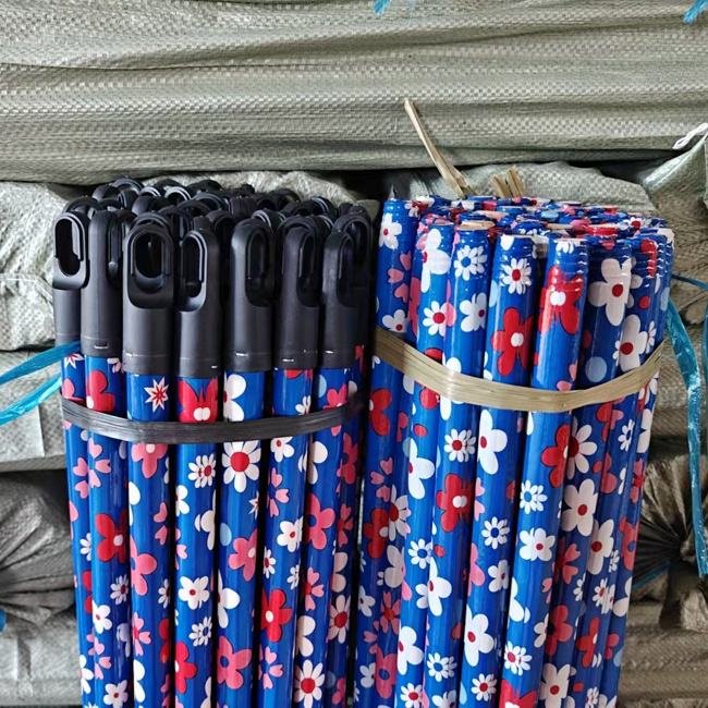 Good Quality Flower PVC Coated Broom Stick Eucalyptus Wooden Broomstick