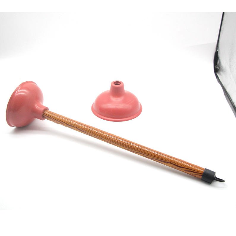 Wholesale Heavy Duty Toilet Plunger and Brush Set – Short PVC Coated Wooden Handle, High Suction Rubber Plunger Head for Bathroom Cleaning