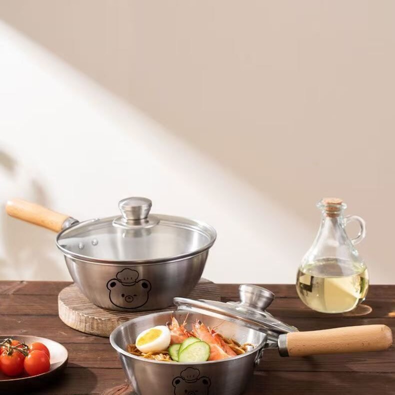 Custom solid wood cookware handle with ergonomic grip for pots, pans and kitchen utensils