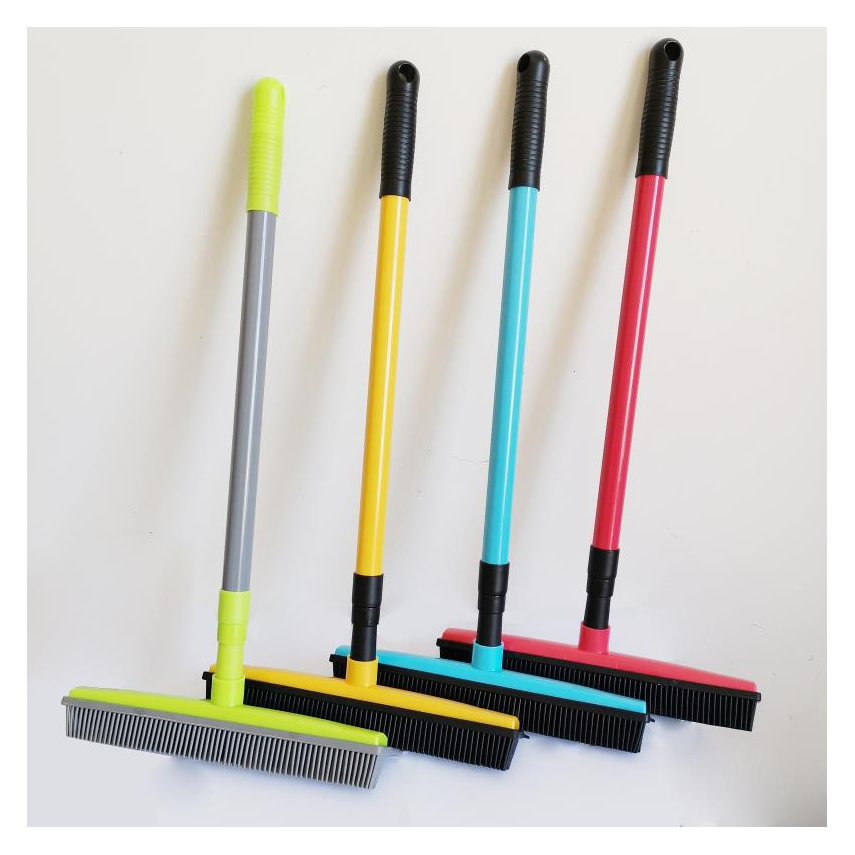 Rubber Pet Hair Broom with Telescopic Handle – Multi-Surface Fur Remover & Squeegee for Home Cleaning