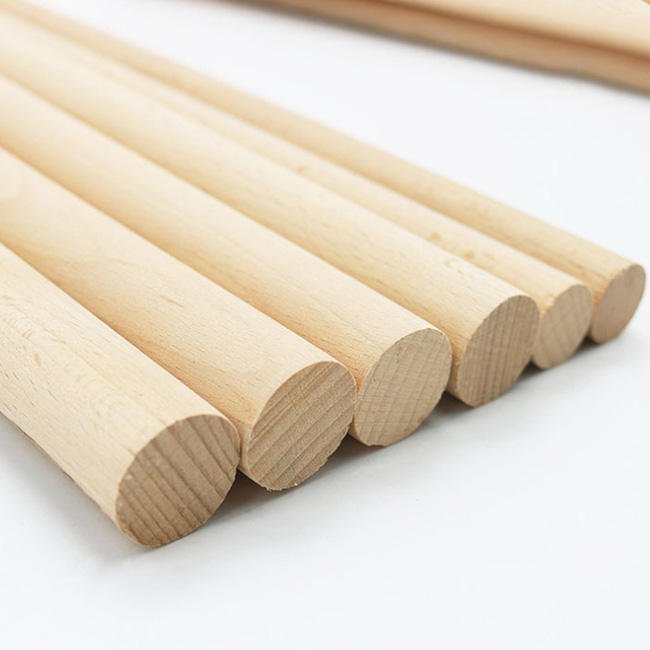 Natural Solid Beech Wood Stick 2.2cm Diameter x 120cm Length – Smooth Round Pole for Broom & Mop Handles